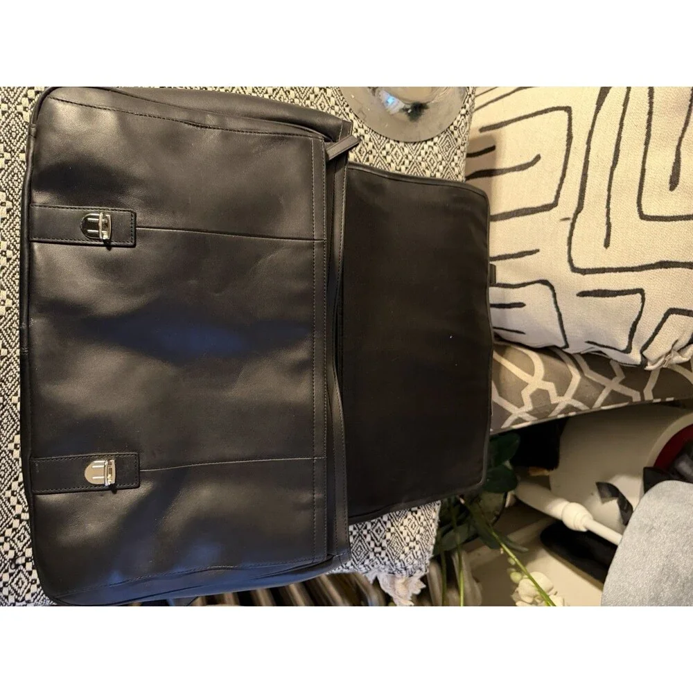 AUTHENTIC COACH LEXINGTON BLACK LEATHER BUSINESS FLAP BRIEFCASE #70666 EUC